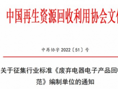 行业标准《废弃电器电子产品回收规范》征集编制单位！